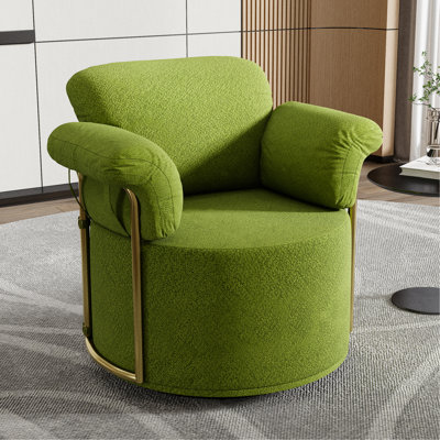 Fauteuil d'appoint rotatif à 360 degrés avec mousse de haute qualité et structure en métal doré Scratch pour le salon Fauteuil pivotant confortable Bureau facile à nettoyer