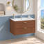 Meuble-lavabo flottant 30 po avec lavabo, armoire murale avec 2 tiroirs cannelés et poignée en métal, armoire murale pour salle de bain, brun-111876554-111876597