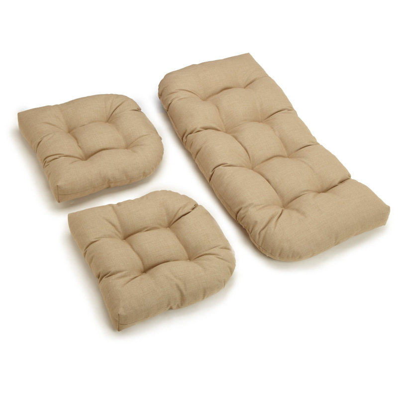 Weather-Resistant Reversible Indoor/Outdoor Seat Cushion Set, Sandstone, 4.5''