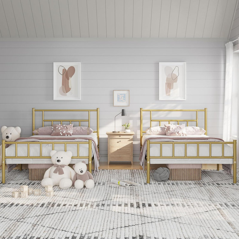 Delaenie Metal Platform Bed, Simple, Or antique
