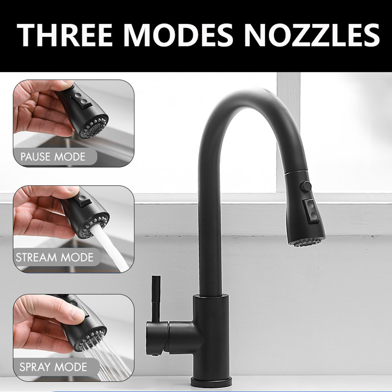 Touchless Kitchen Faucet With Pull Down Sprayer, Black
