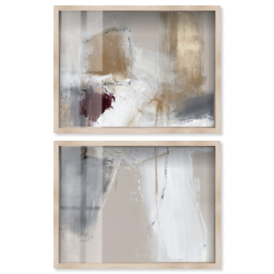 Ensemble d'art mural minimaliste Deep Sanguine II Shadowbox Print par Art Remedy, cadre blond, 40 x 30
