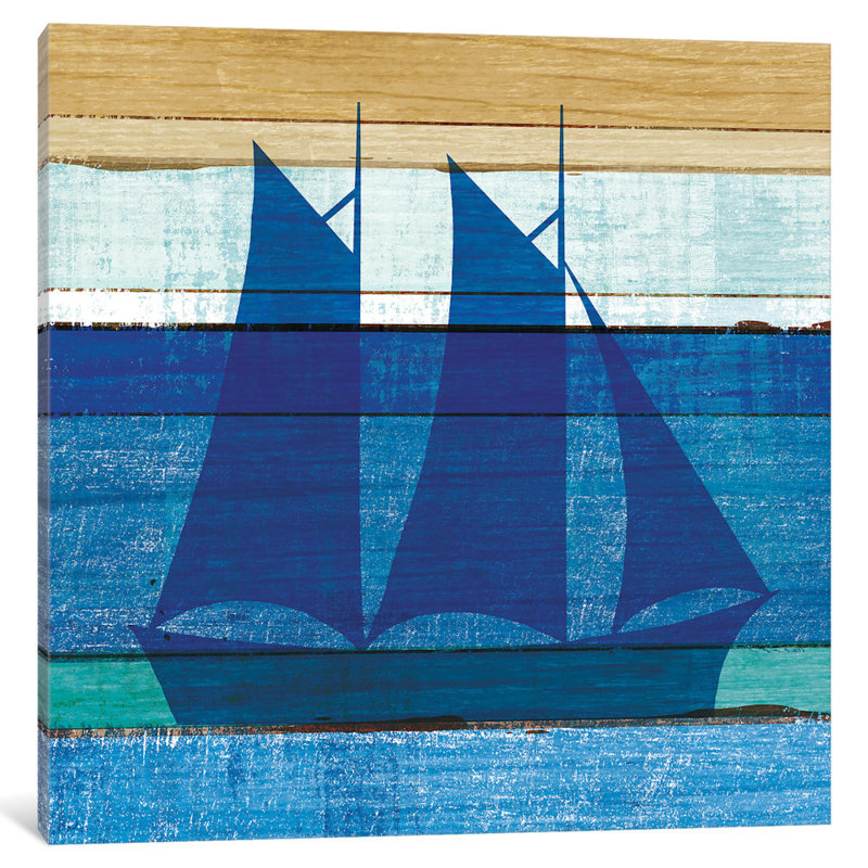 «Beachscape Series: Boat I» par Michael Mullan, reproduction d'art graphique sur toile, H 37 po x l 37 po x P 1,5 po