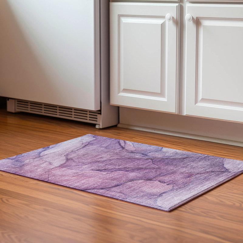 Premium Machine Washable Cerrito AMF607 Purple Rug, Rectangle 1'8" x 2'6"