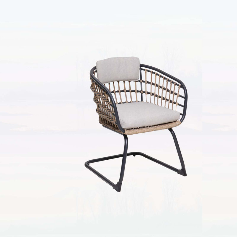 Wicker Dining Chair-SET OF 2, Lightweight and Sturdy, Ideal for Patio, Balcony, or Garden with Removable Cushions