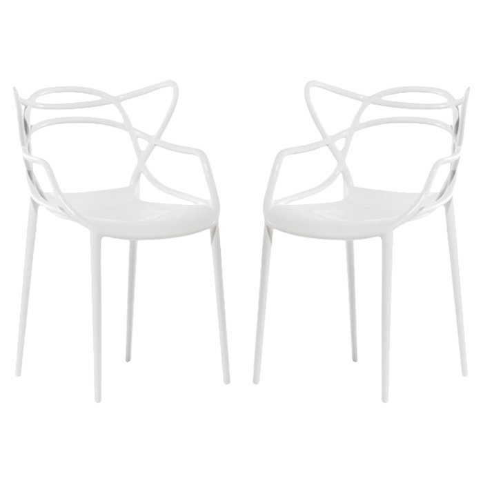 Chaise avec accoudoirs Masters, Blanc