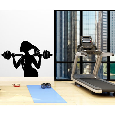 Décalcomanie murale de remise en forme Afro American Fitness, fille, entraînement, gym, décoration murale, citation de motivation, décoration murale, femme afro, art mural vinyle, 064LU