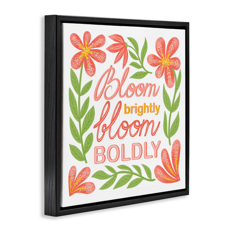 «Bloom Brightly Flower Border» par Martina Pavlova, Cadre flottant noir de jais, H 18 po x l 18 po