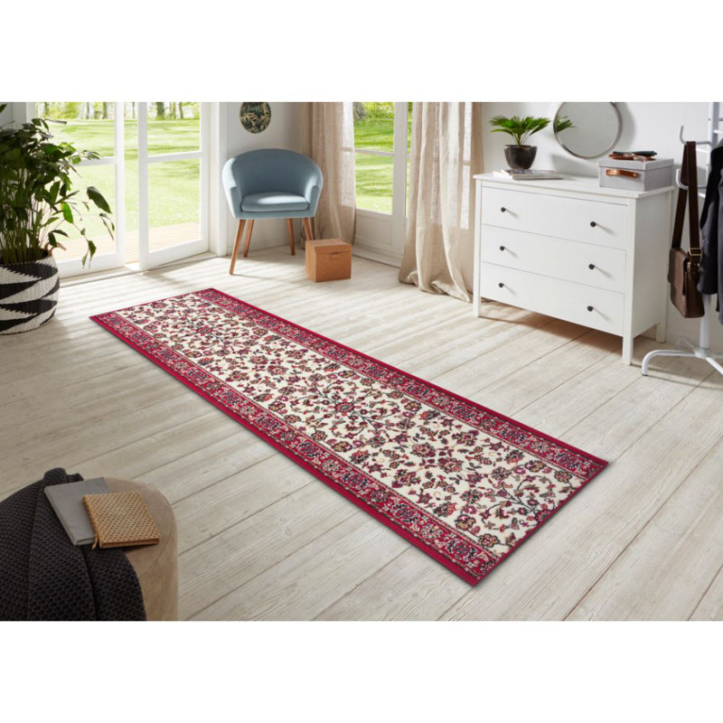 Flatweave Red/Cream Rug, Runner 80cm x 200cm