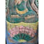 Porte de grange coulissante sculptée colorée avec bouddha rétro - décoration murale artistique