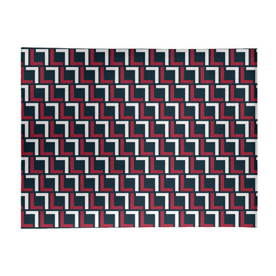Tapis géométrique noir / blanc / rouge