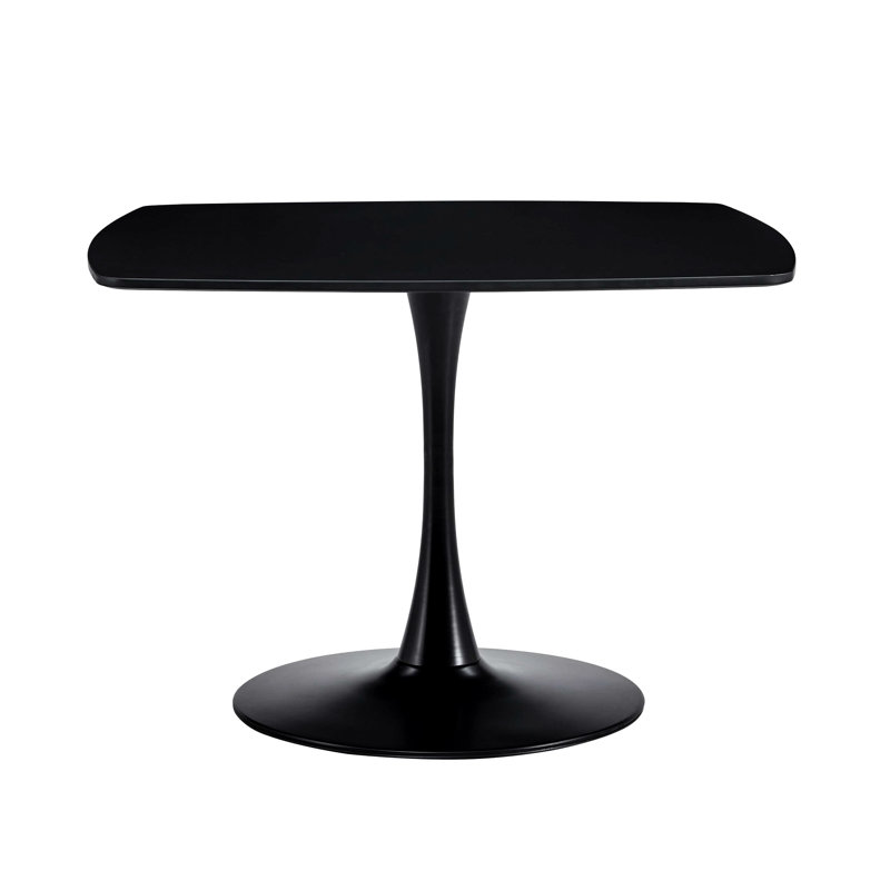 42.1" Matte Black Table For 4-6, Top With Metal Legs, Enhances Dining Space Appearance Mid-Century End Table, Stable Also Suitable
