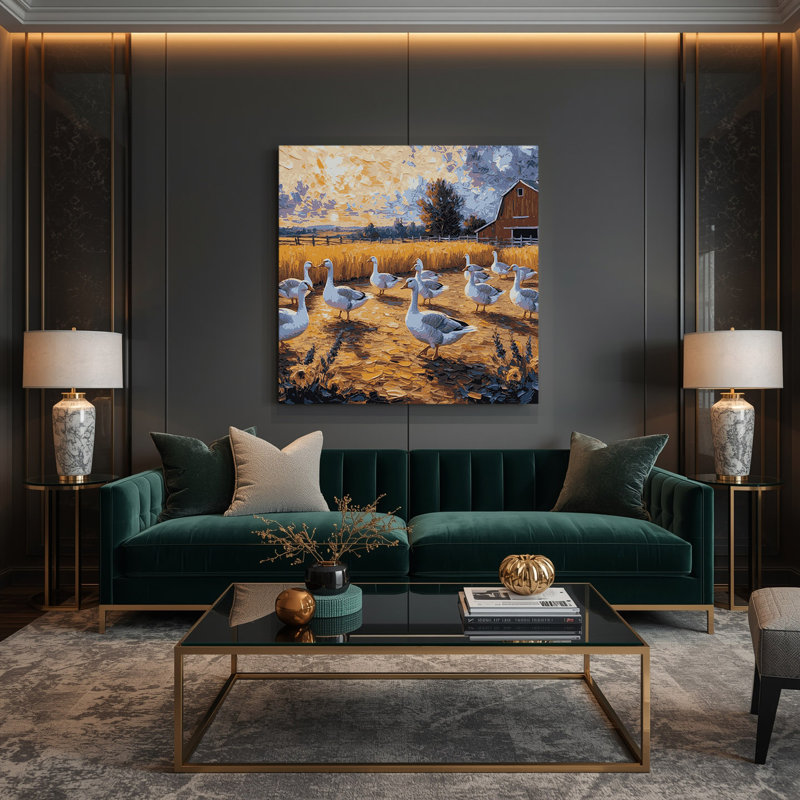 «Farm Geese Brown», art mural sur toile, H 12 po x l 12 po