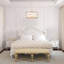 Lustre tambour 3 lumières en tissu doré et blanc classique