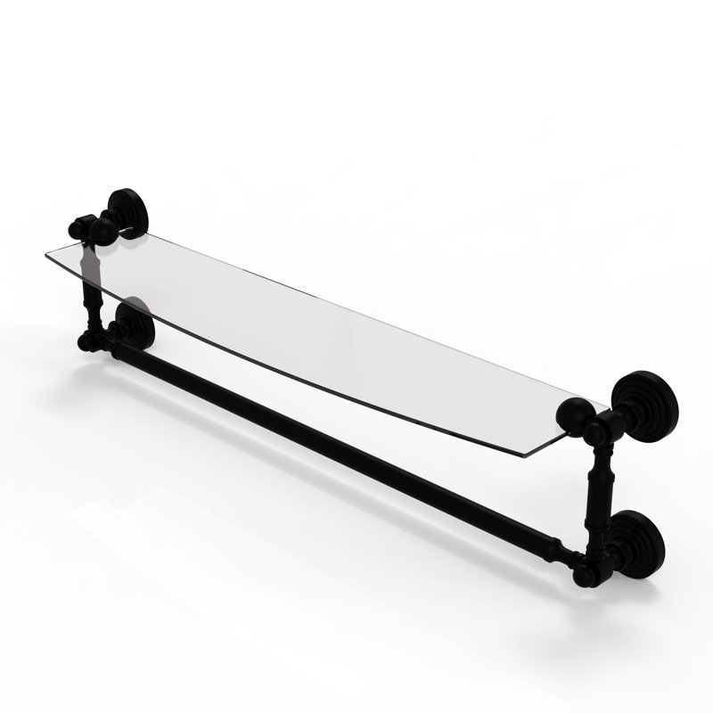 Beresford Bracket Shelf with Towel Bar, 5" H x 25.7" W x 6.1" D, Matte Black