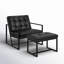 Fauteuil et repose-pieds en cuir Buren-90988295