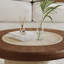 Ensemble de tables basses rondes 2 pièces, tables en bois de style Mid-Century avec finition en travertin, plateau en forme de champignon, base à disque