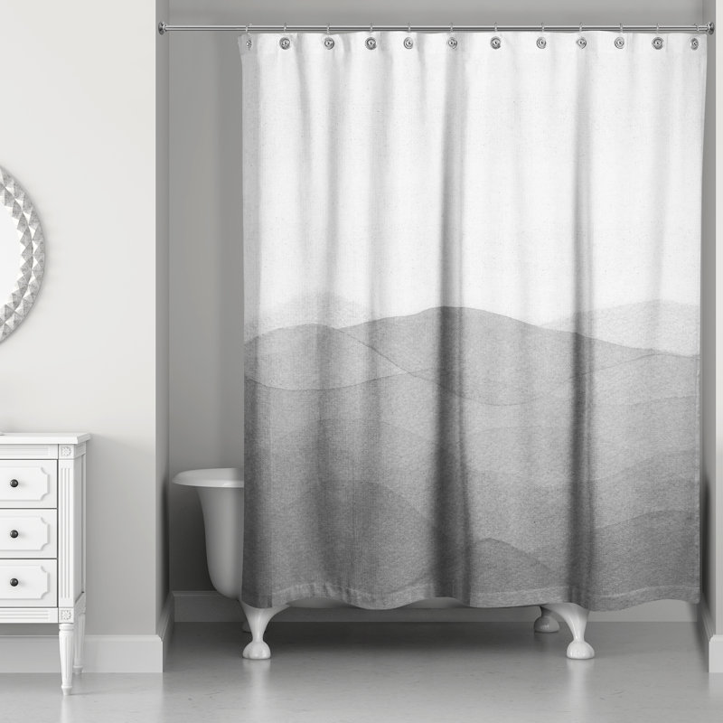 Perine Abstract Single Shower Curtain, Gray