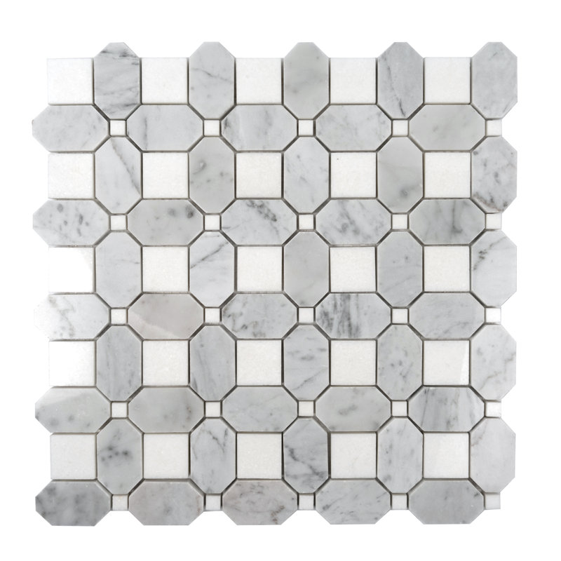 Carreau de mosaïque 12,2 po x 12,2 po pour mur et plancher, Blanc