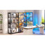 Display Cabinets with Glass Doors & 3 Color Lights,Black