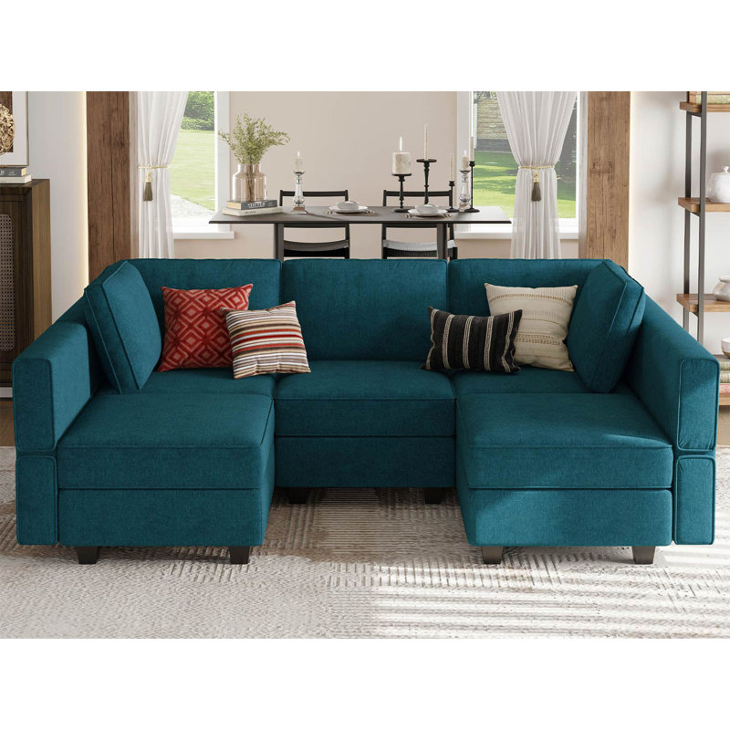 Petit canapé modulaire Kimbrel, Mélange de polyester bleu