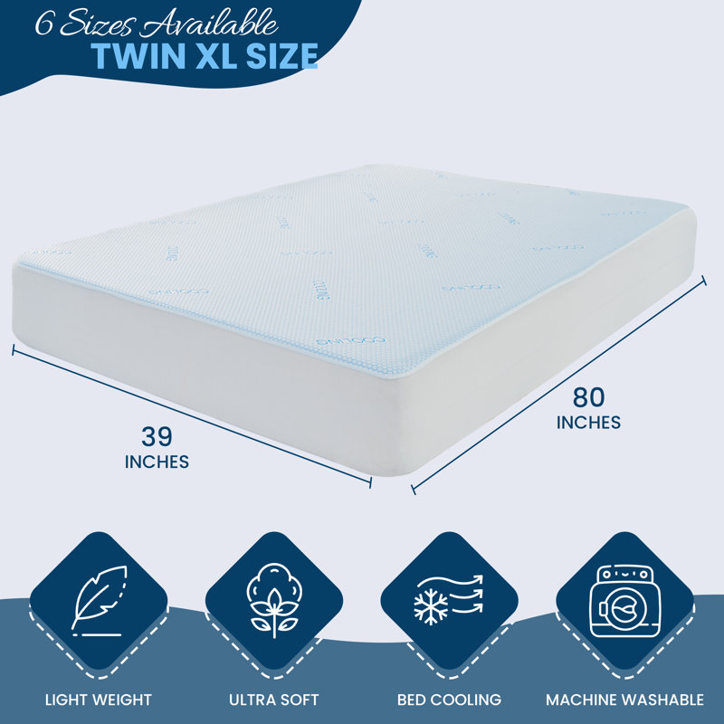 Waterproof Cooling Mattress Protector Hypoallergenic Fitted Cover Deep Pocket, Twin XL