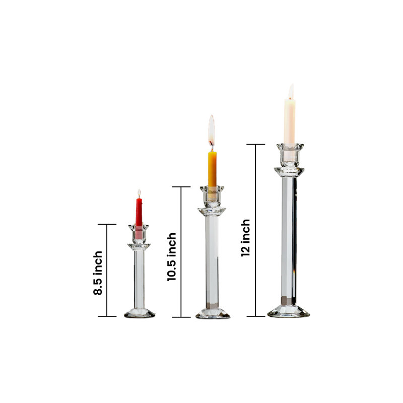 Bougeoir de table en cristal, H 8,5 po x l 3,15 po x P 3,15 po