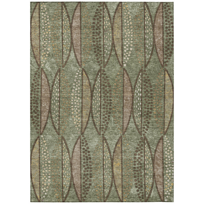 Machine Washable Indoor/Outdoor Chantille ACN2711 Casual Rug, 8' x 10', Olive