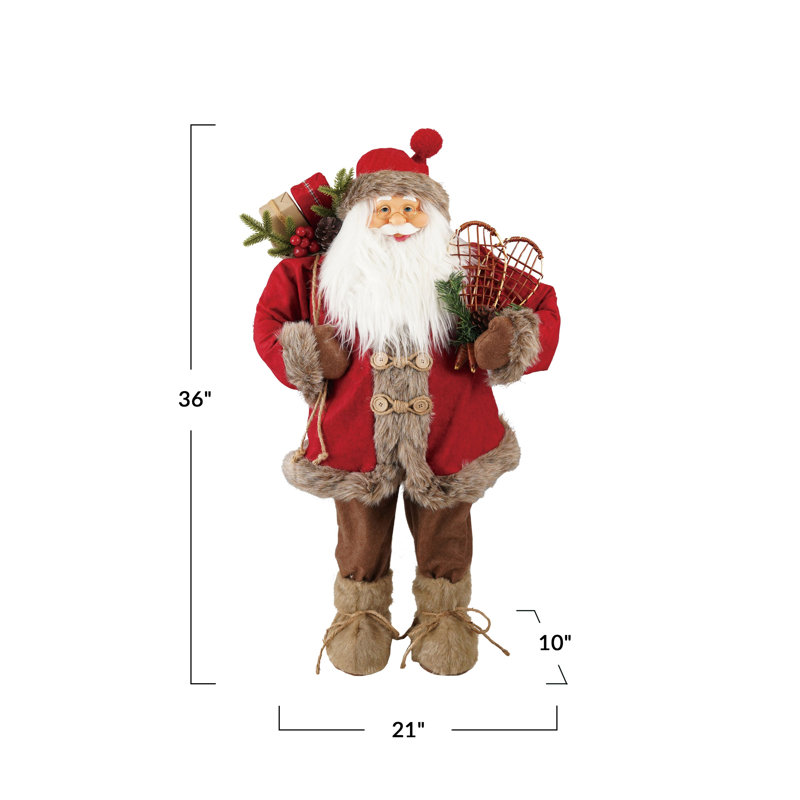 Artisan-Finished Santa with Fabric Snowshoes