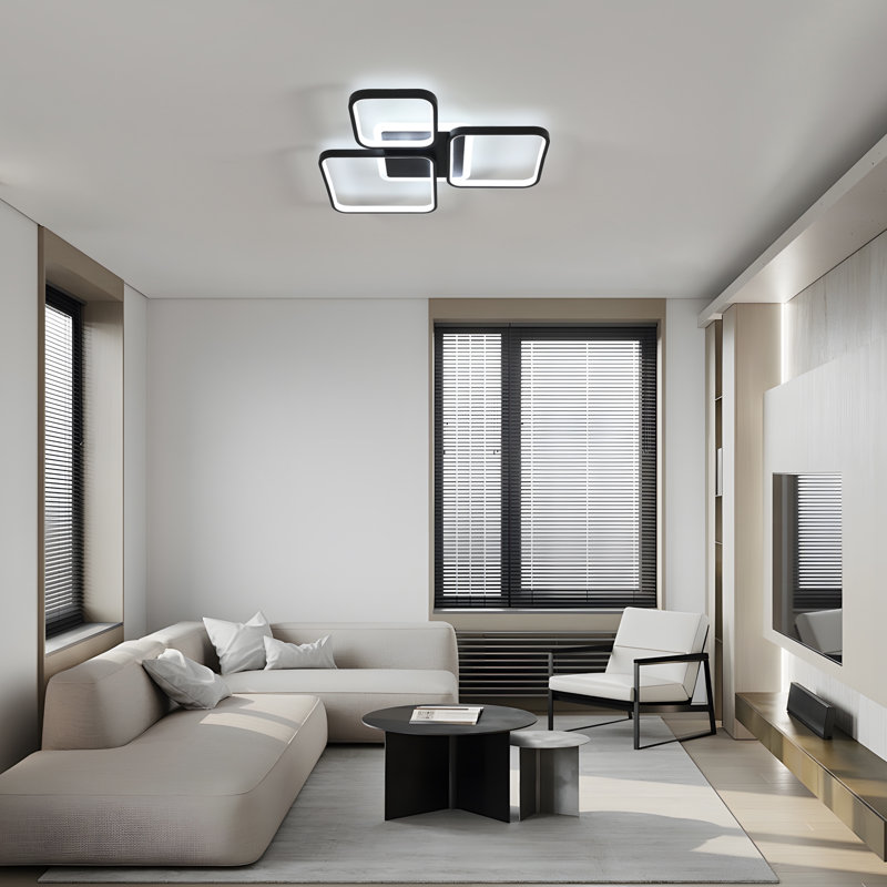 Square 57Cm LED Flush Mount With Remote