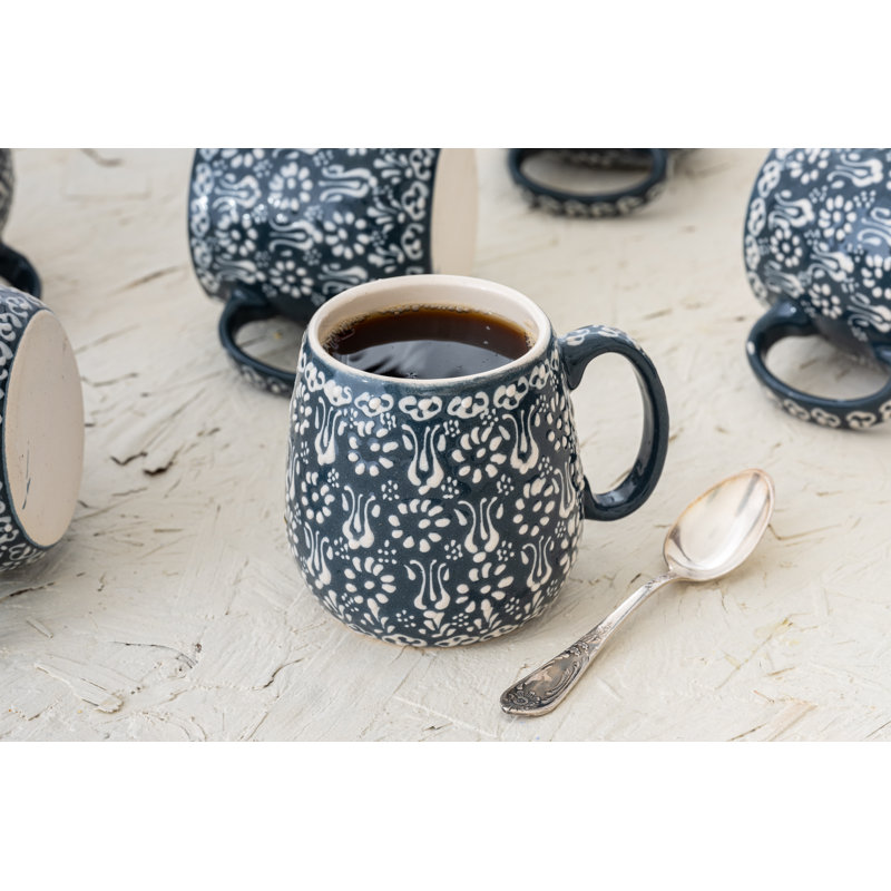 Hand Painted Ceramic Ceramic Coffee Mug, Gray