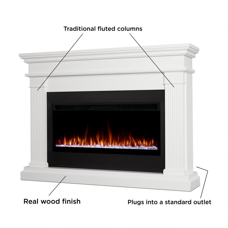 Beau 59" Landscape Electric Fireplace by Real Flame, White, Standard