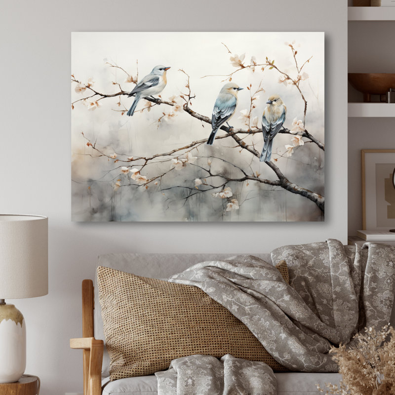 Décoration murale oiseaux en métal «Birds On The Brink IV», H 24 po x l 32 po