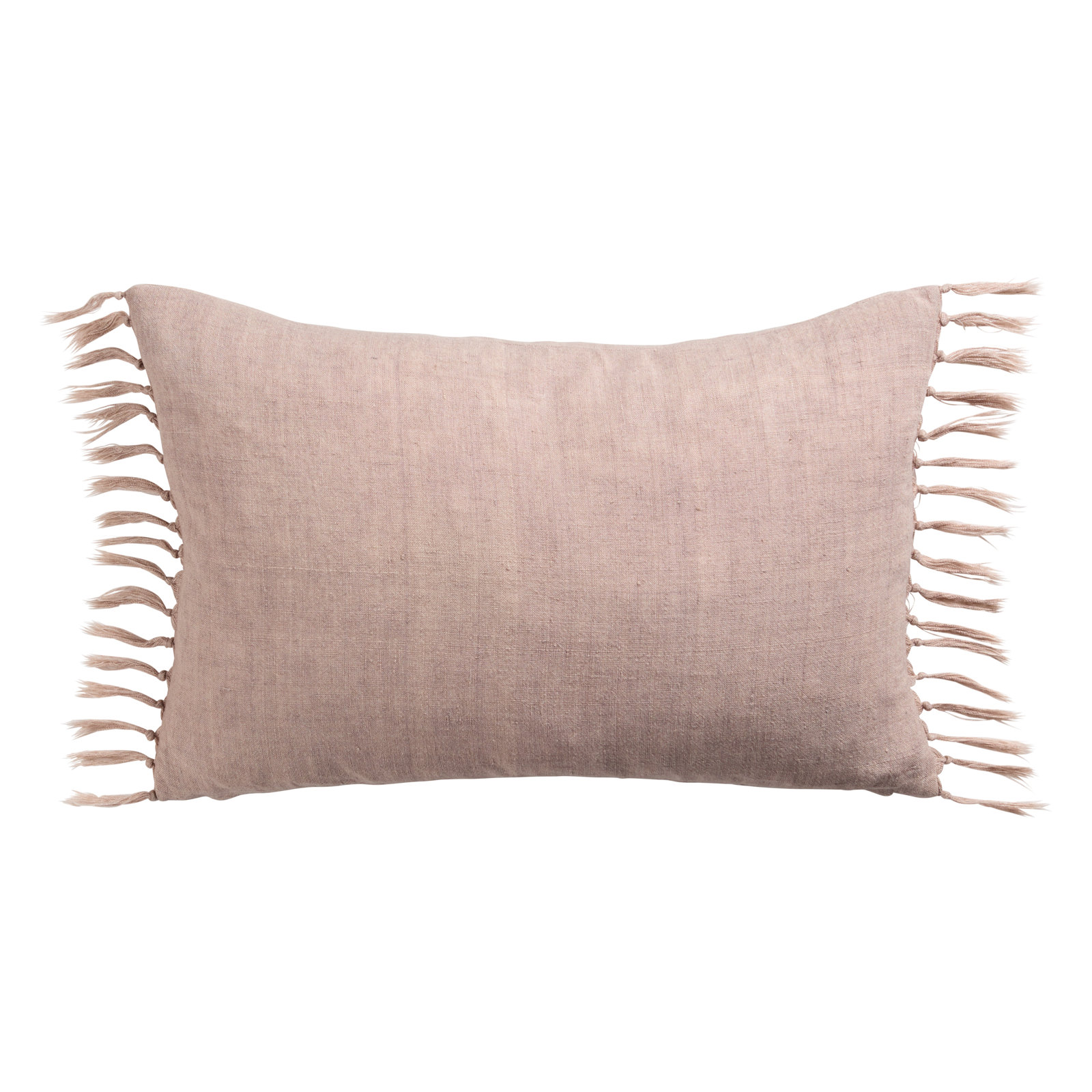 Sharron Tassels Linen Lumbar Throw Pillow, Pink, Down