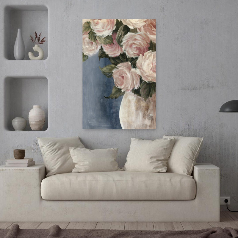Art contemporain classique, rose romantique, H 36 po x l 24 po