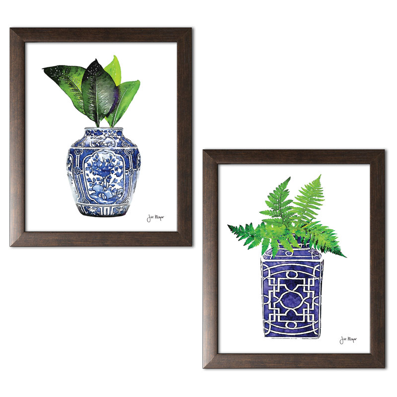 «In Your Vase I & II», ensemble de 2 reproductions d'impressions, H 16 po x l 12 po x P 0,75 po, Encadrement patiné
