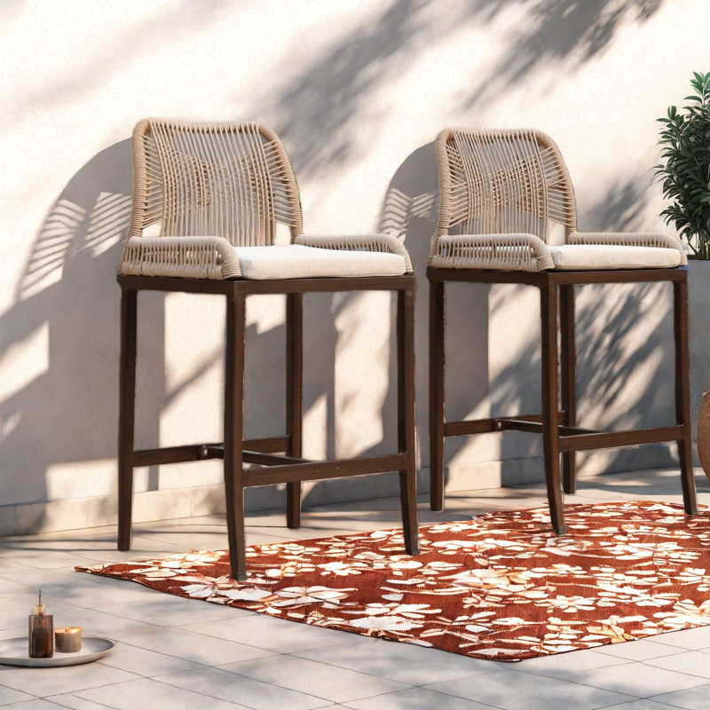 Tabourets de bar Comfort, sièges modernes en corde d'aluminium pour bar de patio