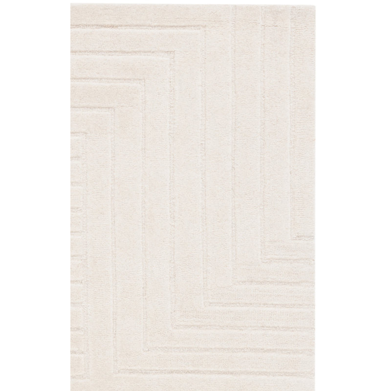 Tapis ivoire en laine / coton touffeté à la main Nicoleann, Rectangle 3 pi x 5 pi