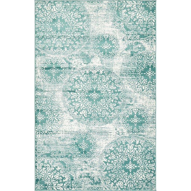 Tapis floral Brandt, Rectangle 4 pi 1 po x 6 pi 1 po, Blue