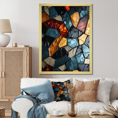 Gold Cubic Mosaic Tiles I - Abstract Tile Wall Art
