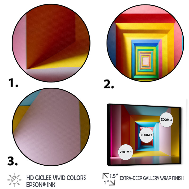 «Pastel Color Rectangular Infinity - Abstract Midcentury», art mural, H 34 po x l 44 po x P 1,5 po, Cadre flottant noir