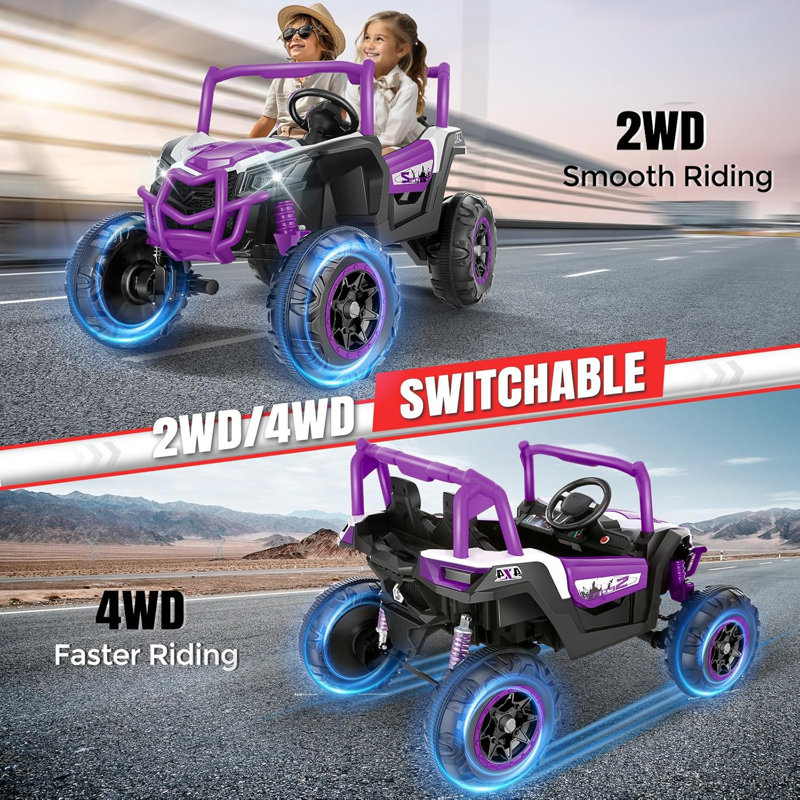 24V Pink 2-Seater Off-Road UTV Ride-On Car with Remote Control