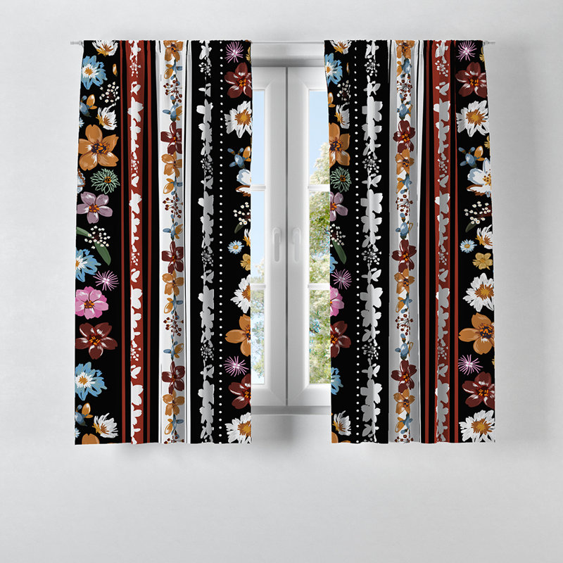 Panneau de rideau floral semi-transparent, L 40 po x L 82 po