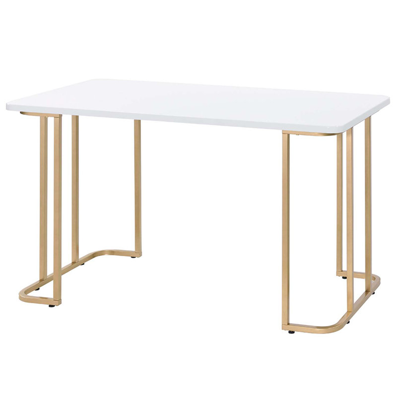 Bureau Estie, finition blanche et or