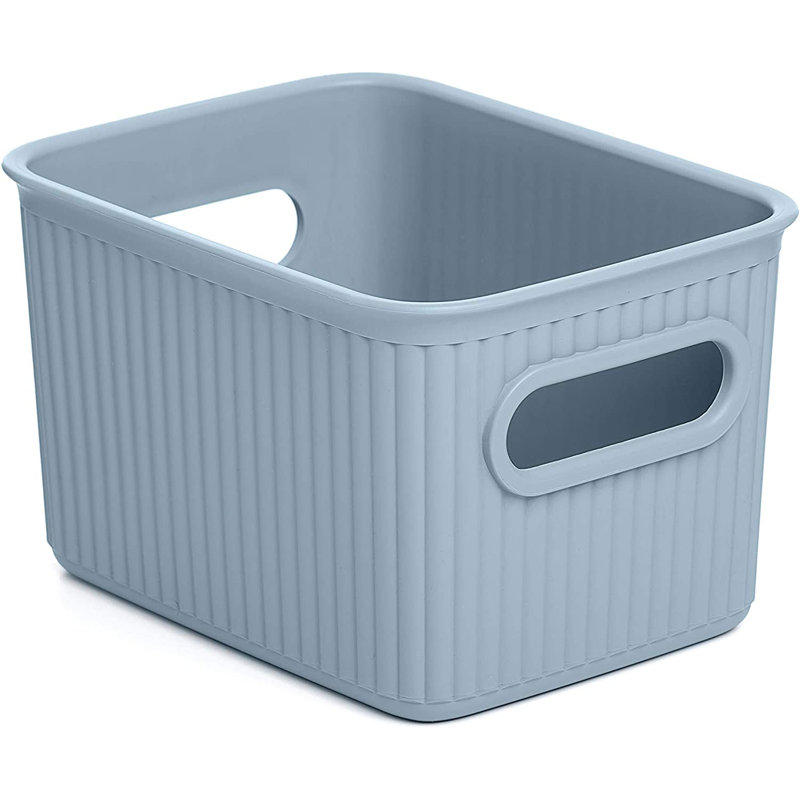 Ensemble de paniers en plastique nervuré, Bleu, 4
