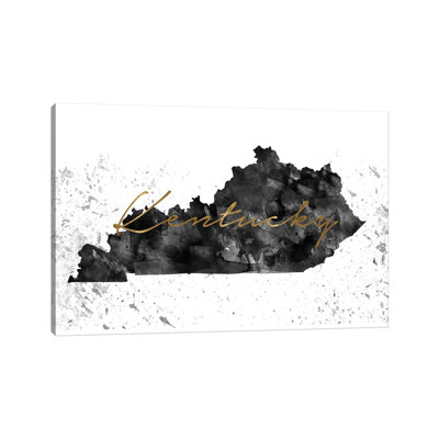 Kentucky Black and White Gold 1 Piece Wrapped Canvas Wall Art