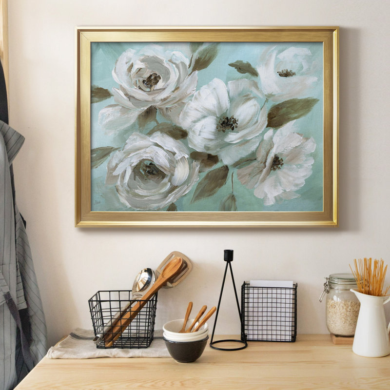 Jade Garden - peinture encadrée, H 22,5 po x l 30,5 po x P 1,5 po, Toile avec cadre doré