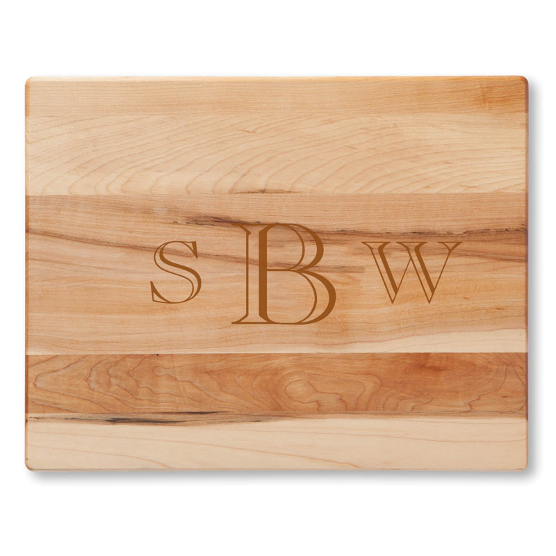 Monogramme en bois d'érable CPS avec planche à découper gravée au laser