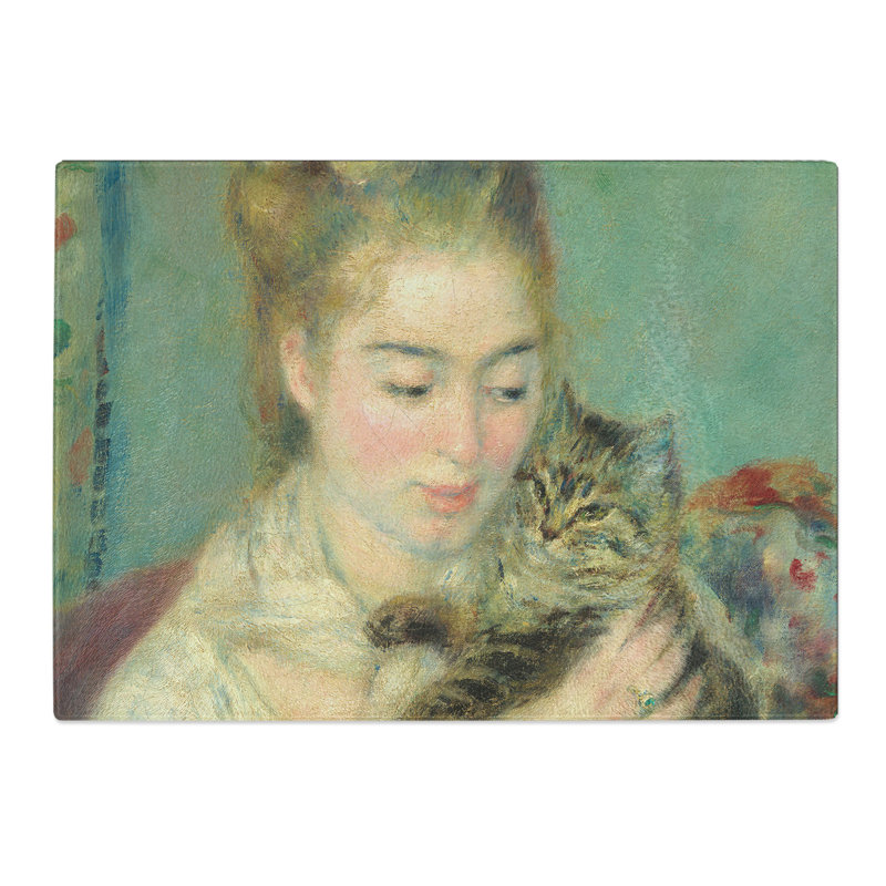 Woman with a Cat by Pierre-Auguste Renoir Chopping Board, 0.4cm H x 28.5cm W x 39cm L