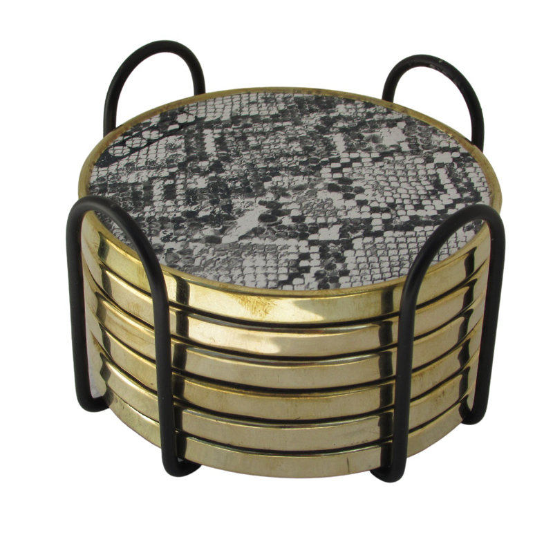Ensemble de sous-verres avec support, Peau de serpent